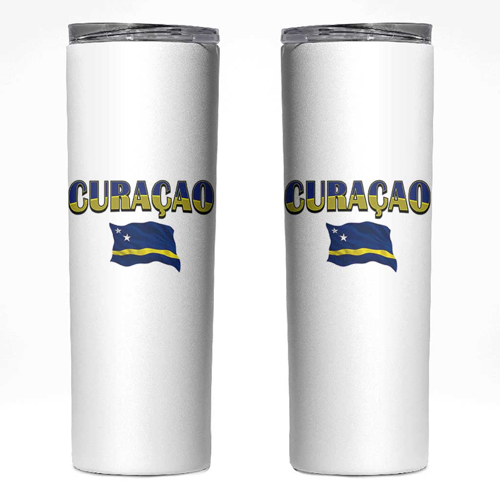 Vintage Curacao Flag Skinny Tumbler Dutch Caribbean Heritage Gift