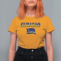 Vintage Curacao Flag T Shirt For Women Dutch Caribbean Heritage Gift