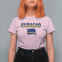 Vintage Curacao Flag T Shirt For Women Dutch Caribbean Heritage Gift