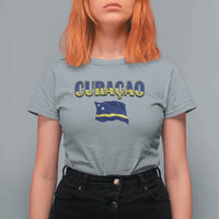 Vintage Curacao Flag T Shirt For Women Dutch Caribbean Heritage Gift