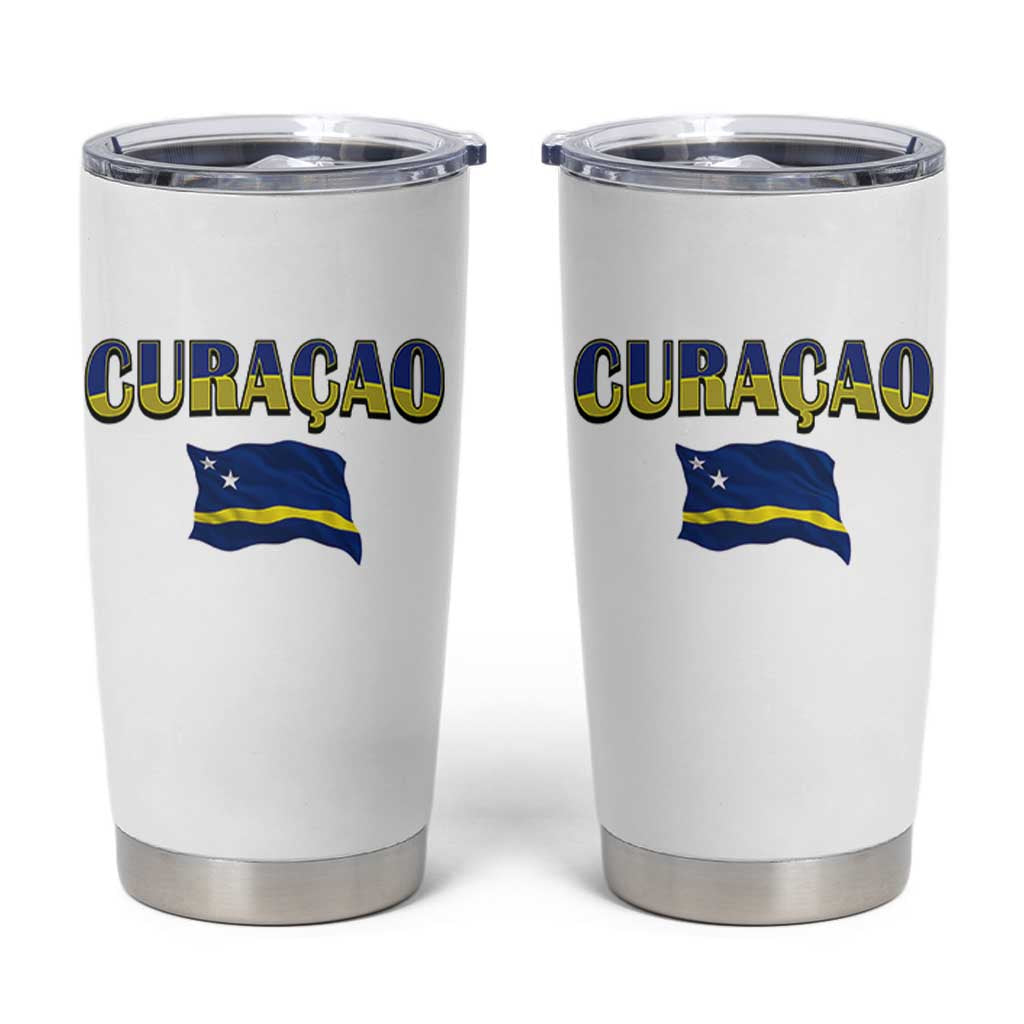 Vintage Curacao Flag Tumbler Cup Dutch Caribbean Heritage Gift
