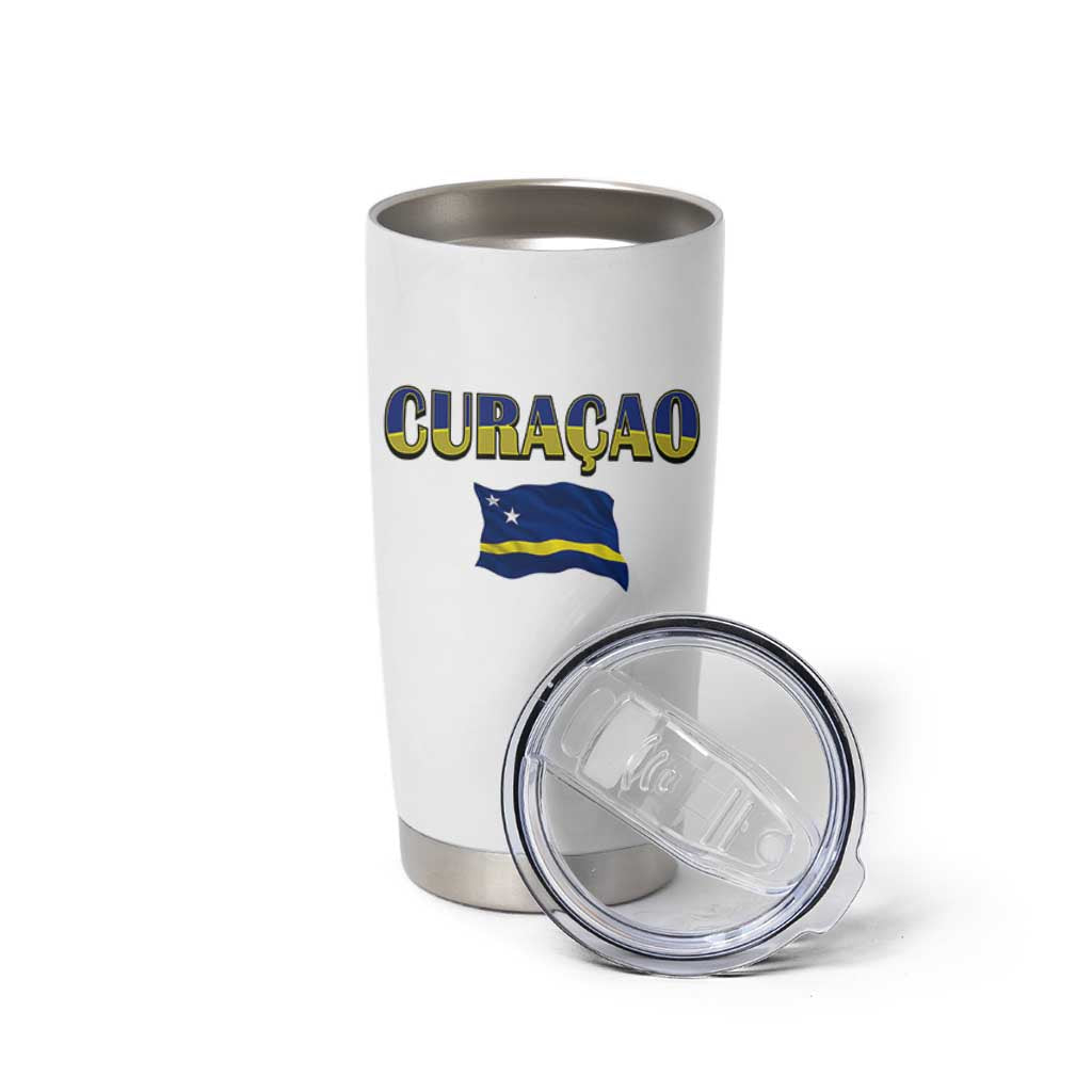 Vintage Curacao Flag Tumbler Cup Dutch Caribbean Heritage Gift