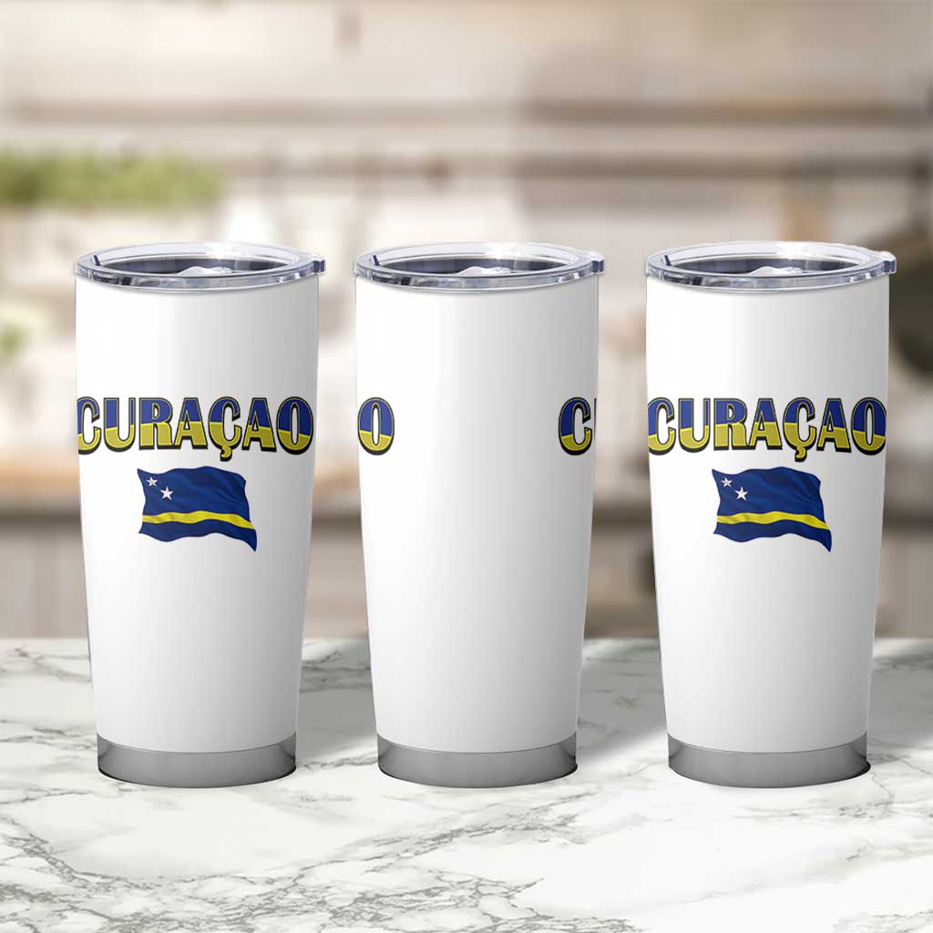 Vintage Curacao Flag Tumbler Cup Dutch Caribbean Heritage Gift