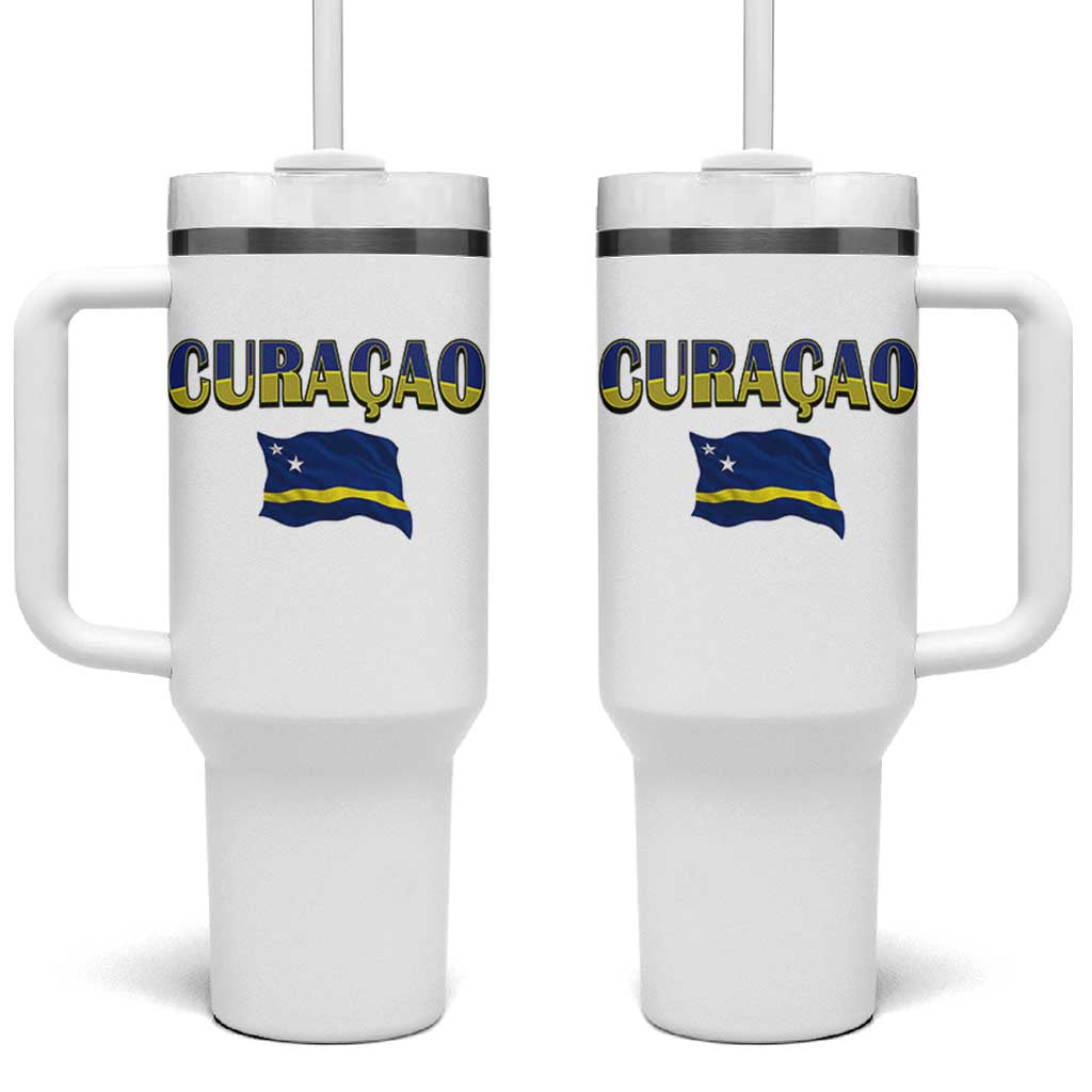 Vintage Curacao Flag Tumbler With Handle Dutch Caribbean Heritage Gift