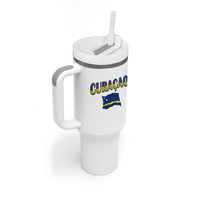 Vintage Curacao Flag Tumbler With Handle Dutch Caribbean Heritage Gift