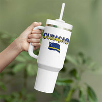 Vintage Curacao Flag Tumbler With Handle Dutch Caribbean Heritage Gift