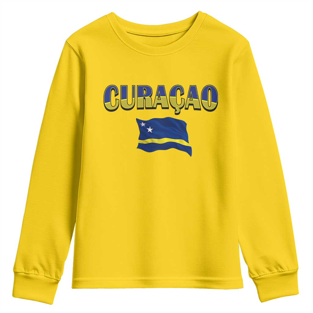 Vintage Curacao Flag Youth Sweatshirt Dutch Caribbean Heritage Gift