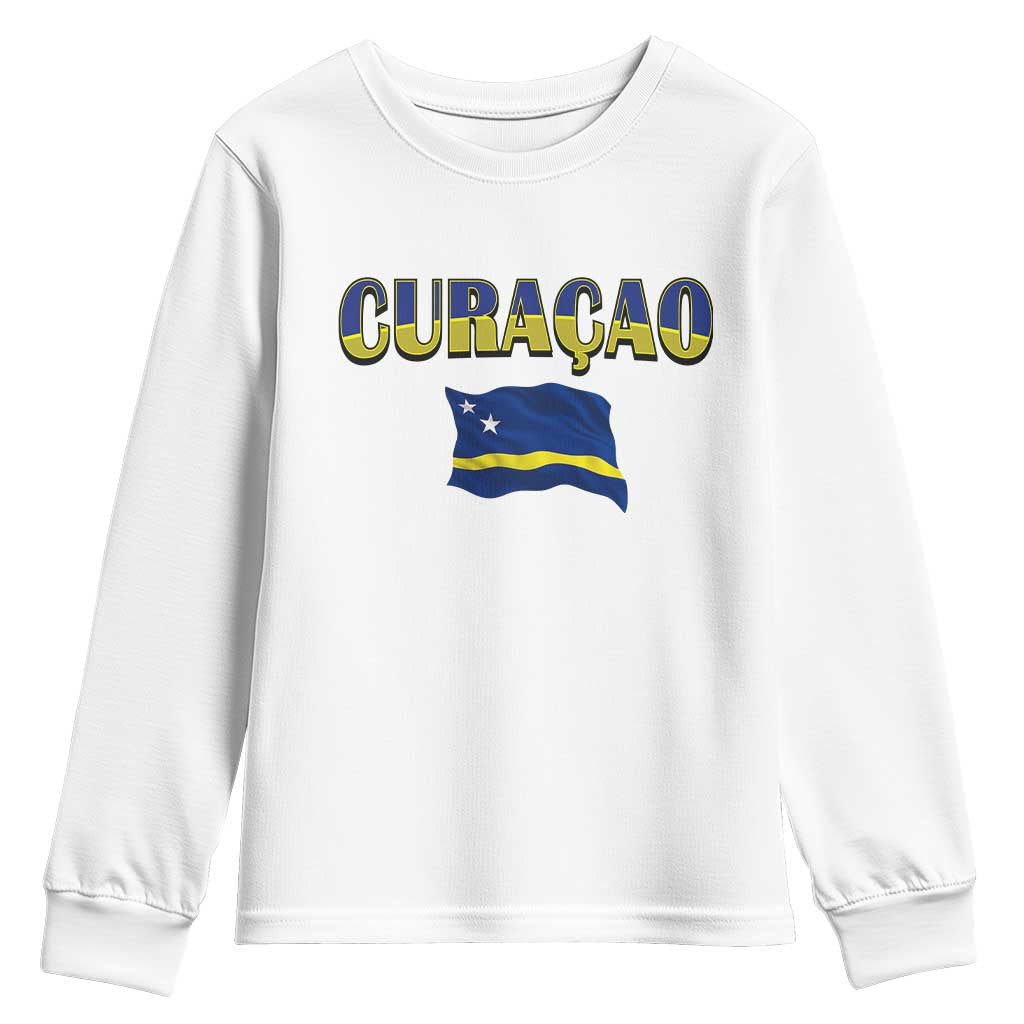 Vintage Curacao Flag Youth Sweatshirt Dutch Caribbean Heritage Gift