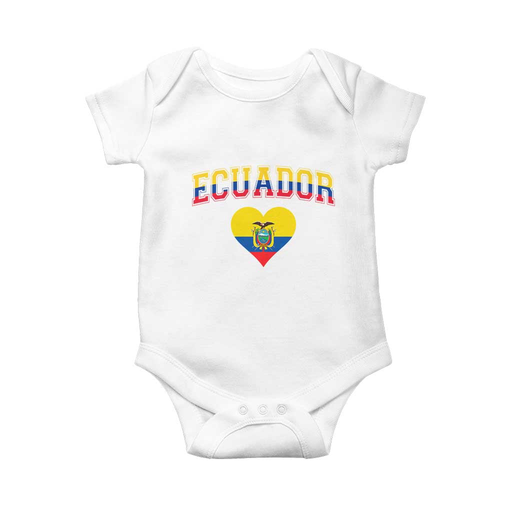 Vintage Ecuador Flag Heart Baby Onesie Proud Ecuadorian Heritage Gift