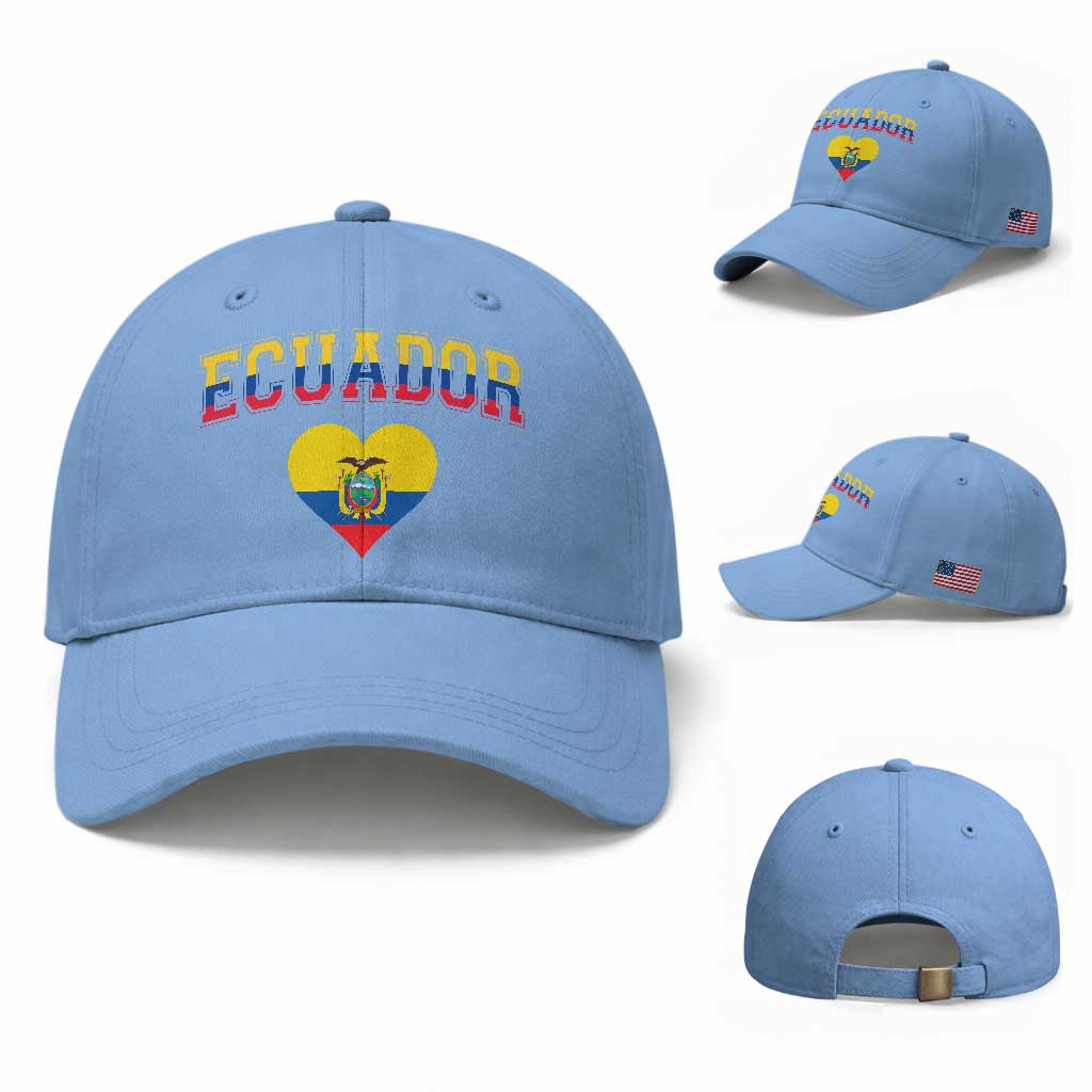 Vintage Ecuador Flag Heart Baseball Cap Proud Ecuadorian Heritage Gift