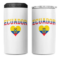 Vintage Ecuador Flag Heart 4 in 1 Can Cooler Tumbler Proud Ecuadorian Heritage Gift