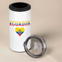 Vintage Ecuador Flag Heart 4 in 1 Can Cooler Tumbler Proud Ecuadorian Heritage Gift