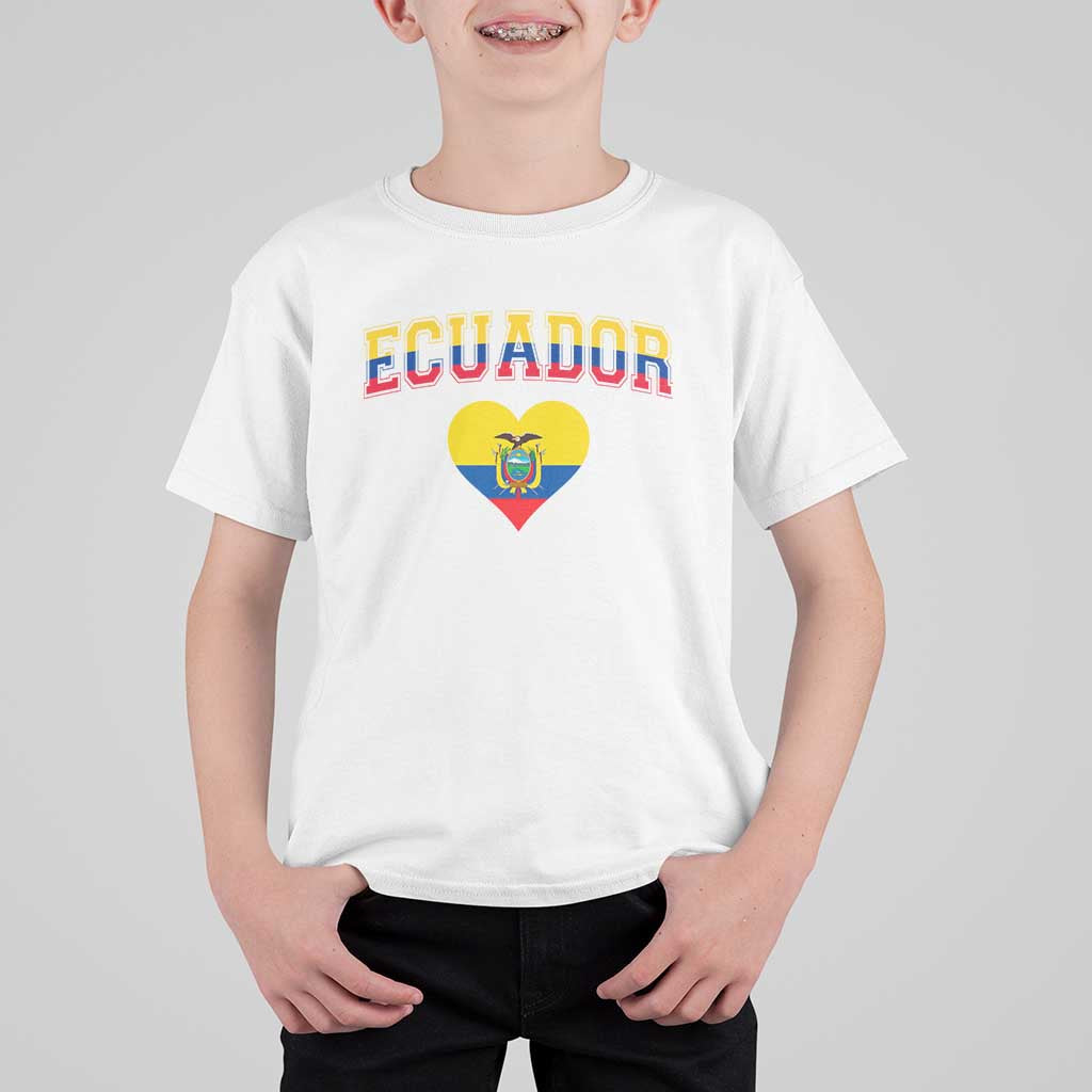 Vintage Ecuador Flag Heart T Shirt For Kid Proud Ecuadorian Heritage Gift