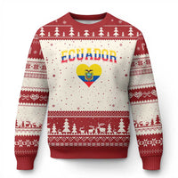 Vintage Ecuador Flag Heart Ugly Christmas Sweater Proud Ecuadorian Heritage Gift