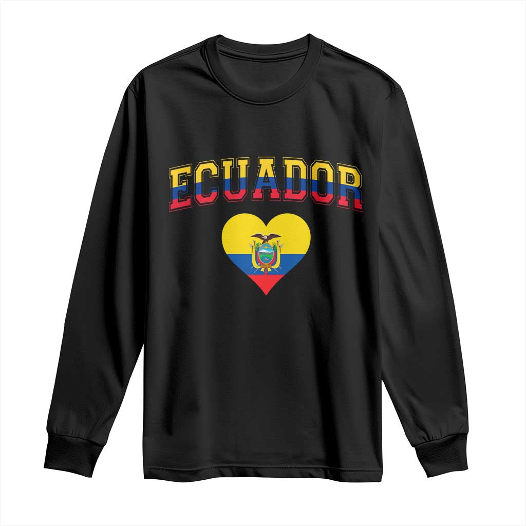 Vintage Ecuador Flag Heart Long Sleeve Shirt Proud Ecuadorian Heritage Gift