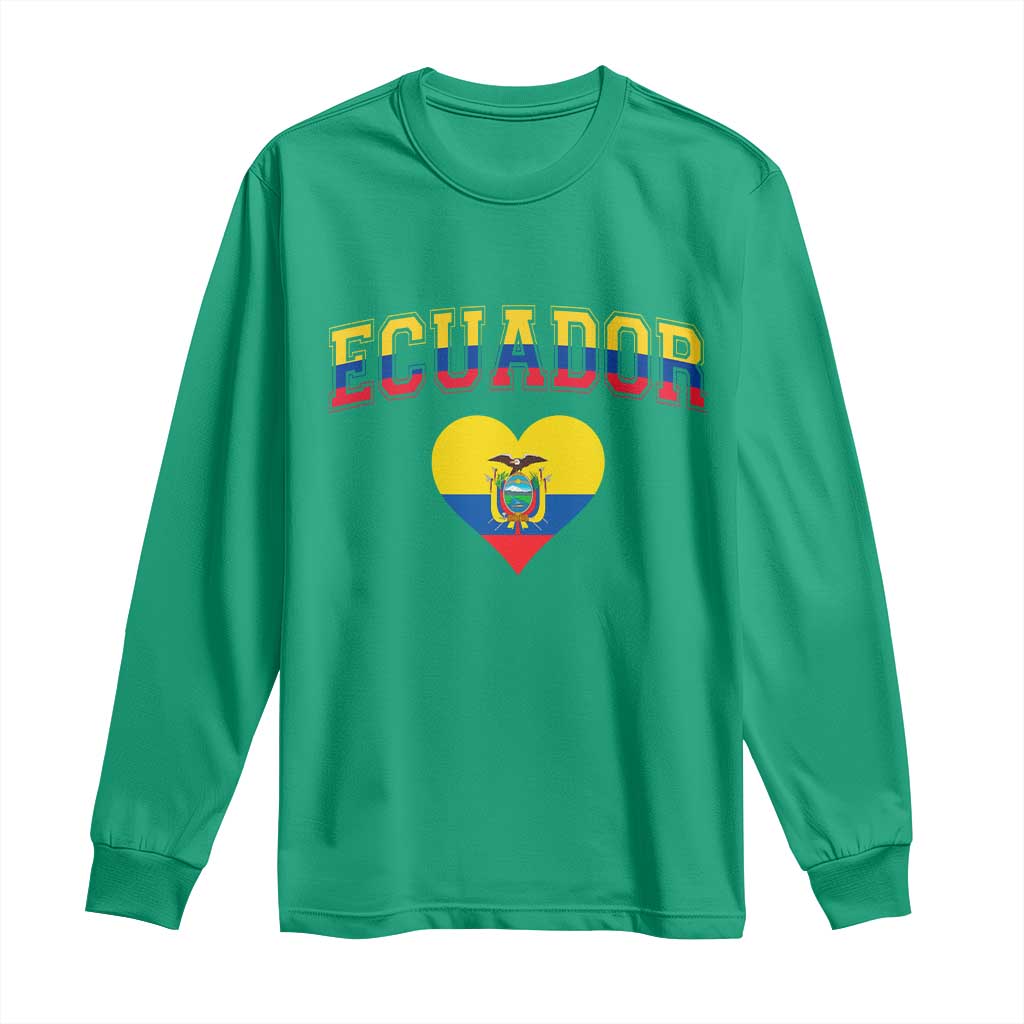 Vintage Ecuador Flag Heart Long Sleeve Shirt Proud Ecuadorian Heritage Gift