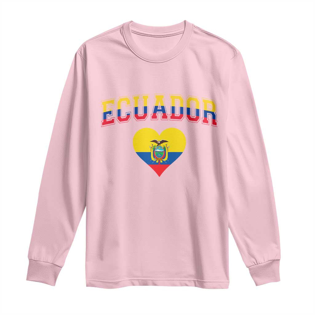 Vintage Ecuador Flag Heart Long Sleeve Shirt Proud Ecuadorian Heritage Gift