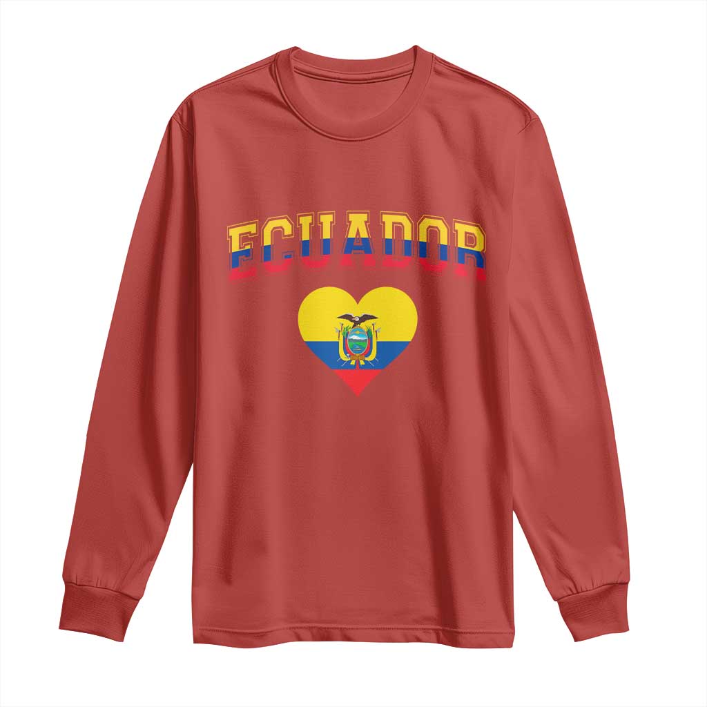 Vintage Ecuador Flag Heart Long Sleeve Shirt Proud Ecuadorian Heritage Gift