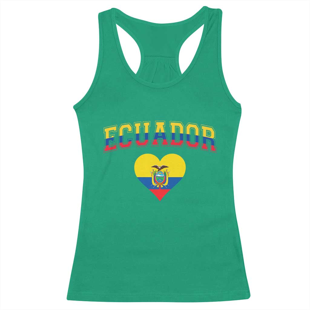Vintage Ecuador Flag Heart Racerback Tank Top Proud Ecuadorian Heritage Gift