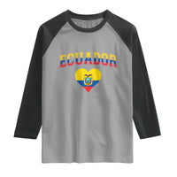 Vintage Ecuador Flag Heart Raglan Shirt Proud Ecuadorian Heritage Gift