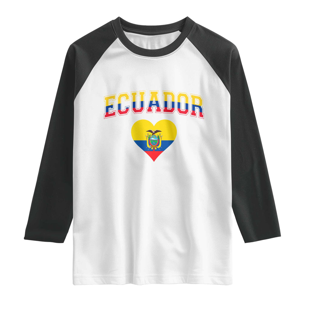 Vintage Ecuador Flag Heart Raglan Shirt Proud Ecuadorian Heritage Gift