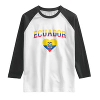 Vintage Ecuador Flag Heart Raglan Shirt Proud Ecuadorian Heritage Gift