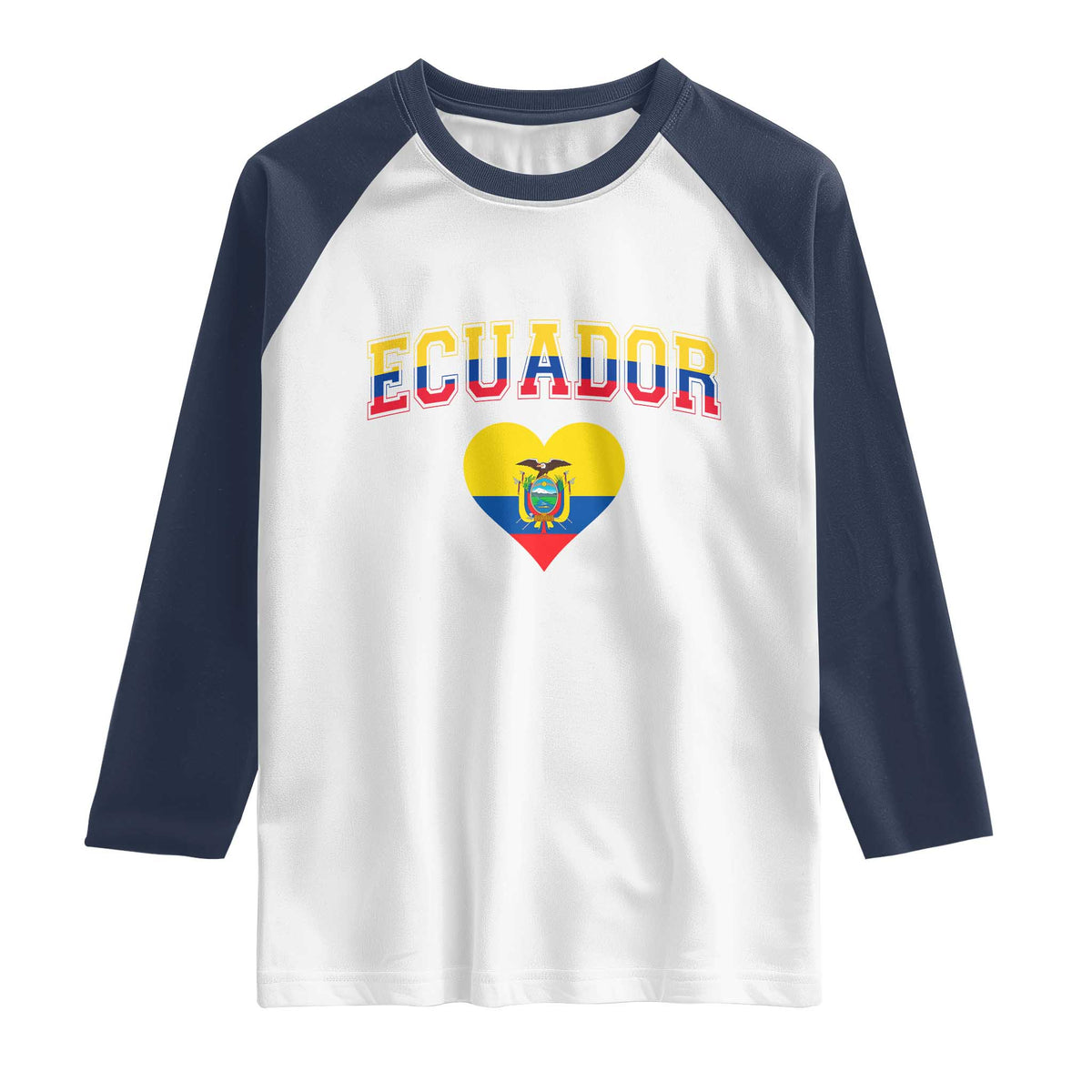 Vintage Ecuador Flag Heart Raglan Shirt Proud Ecuadorian Heritage Gift