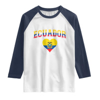 Vintage Ecuador Flag Heart Raglan Shirt Proud Ecuadorian Heritage Gift