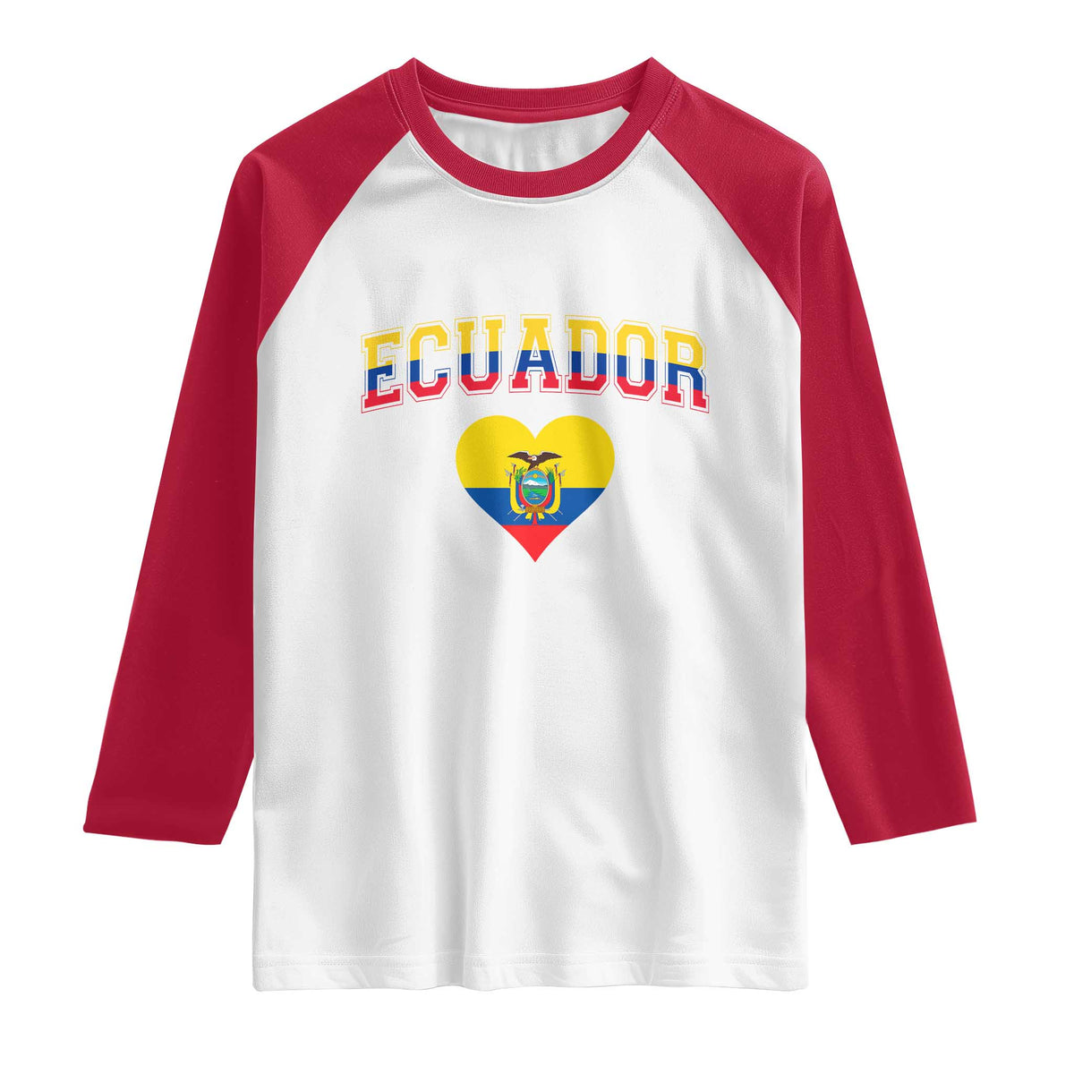 Vintage Ecuador Flag Heart Raglan Shirt Proud Ecuadorian Heritage Gift