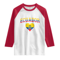 Vintage Ecuador Flag Heart Raglan Shirt Proud Ecuadorian Heritage Gift