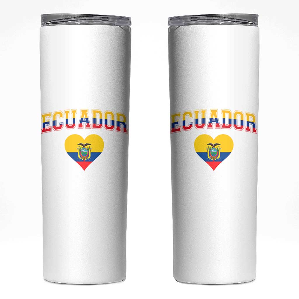 Vintage Ecuador Flag Heart Skinny Tumbler Proud Ecuadorian Heritage Gift