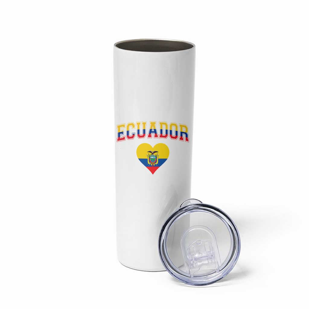 Vintage Ecuador Flag Heart Skinny Tumbler Proud Ecuadorian Heritage Gift