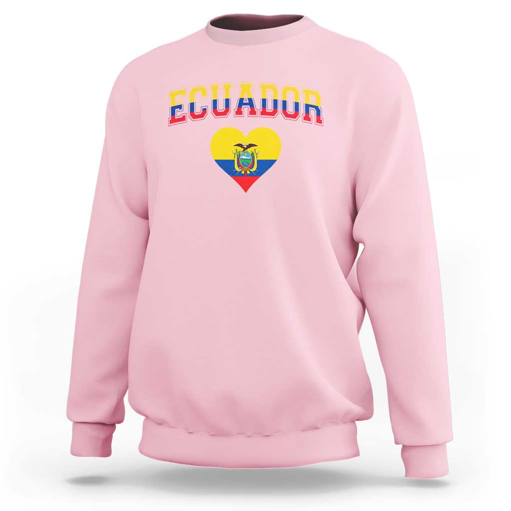 Vintage Ecuador Flag Heart Sweatshirt Proud Ecuadorian Heritage Gift