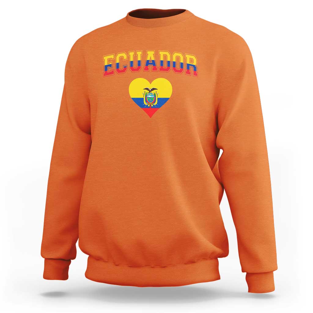 Vintage Ecuador Flag Heart Sweatshirt Proud Ecuadorian Heritage Gift