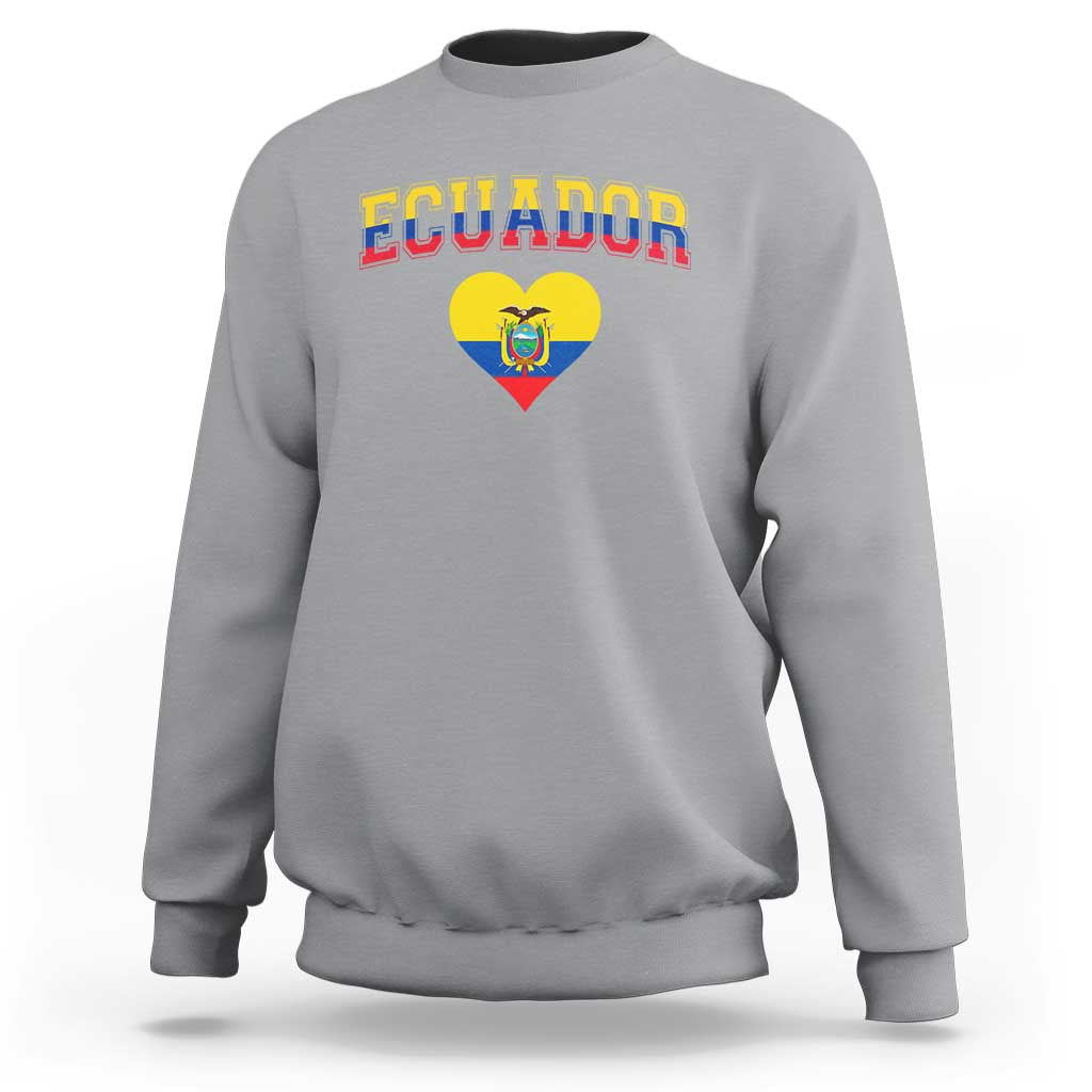 Vintage Ecuador Flag Heart Sweatshirt Proud Ecuadorian Heritage Gift