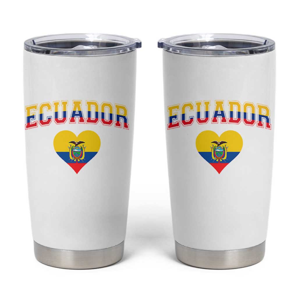 Vintage Ecuador Flag Heart Tumbler Cup Proud Ecuadorian Heritage Gift