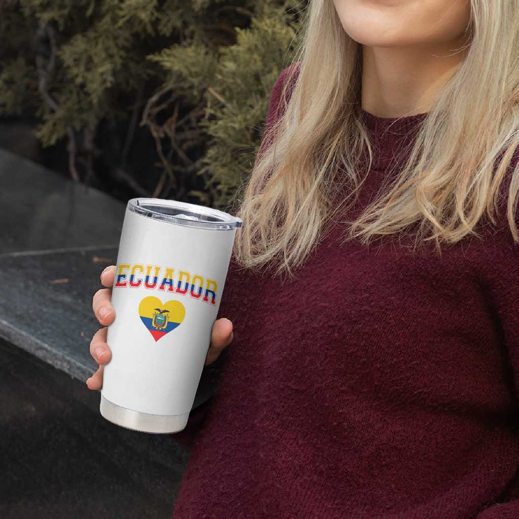 Vintage Ecuador Flag Heart Tumbler Cup Proud Ecuadorian Heritage Gift