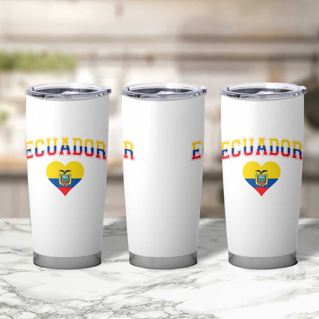 Vintage Ecuador Flag Heart Tumbler Cup Proud Ecuadorian Heritage Gift