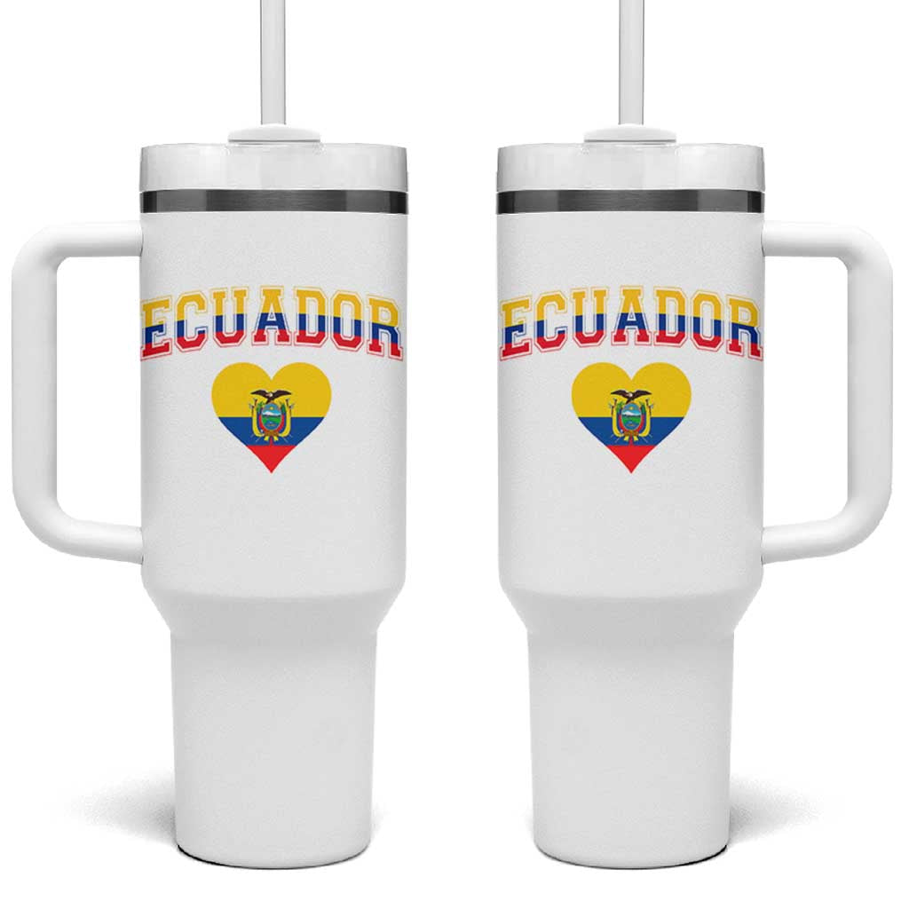 Vintage Ecuador Flag Heart Tumbler With Handle Proud Ecuadorian Heritage Gift