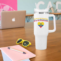Vintage Ecuador Flag Heart Tumbler With Handle Proud Ecuadorian Heritage Gift