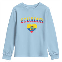 Vintage Ecuador Flag Heart Youth Sweatshirt Proud Ecuadorian Heritage Gift