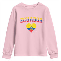 Vintage Ecuador Flag Heart Youth Sweatshirt Proud Ecuadorian Heritage Gift
