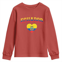 Vintage Ecuador Flag Heart Youth Sweatshirt Proud Ecuadorian Heritage Gift