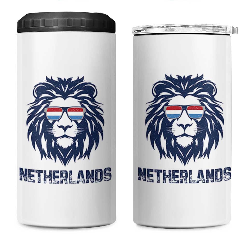 Cool Dutch Lion With Sunglasses 4 in 1 Can Cooler Tumbler Netherlands Pride Gift