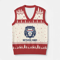 Cool Dutch Lion With Sunglasses V-Neck Knit Sweater Vest Netherlands Pride Gift