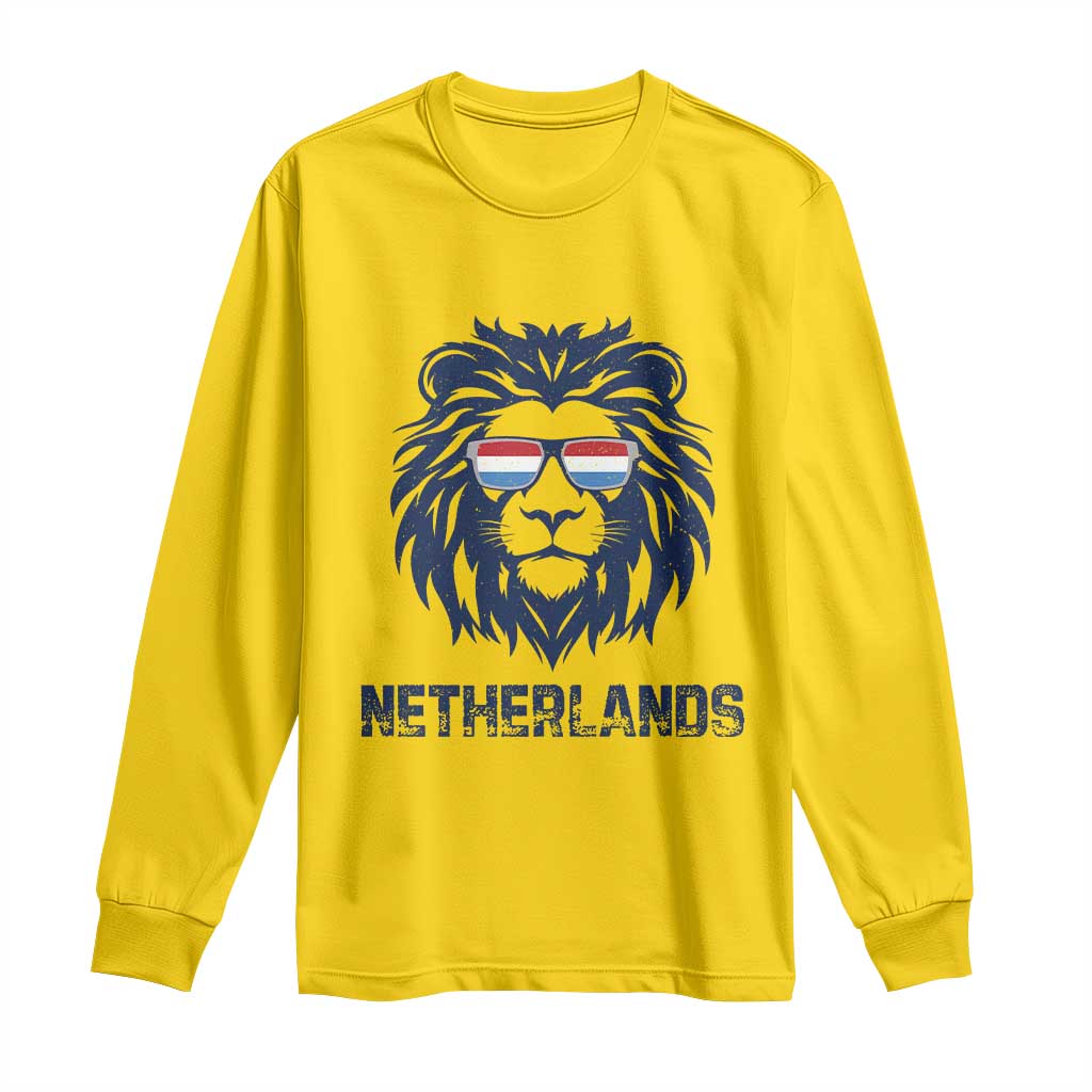 Cool Dutch Lion With Sunglasses Long Sleeve Shirt Netherlands Pride Gift