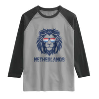 Cool Dutch Lion With Sunglasses Raglan Shirt Netherlands Pride Gift