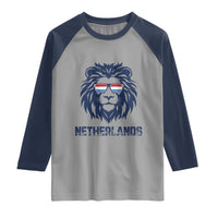 Cool Dutch Lion With Sunglasses Raglan Shirt Netherlands Pride Gift