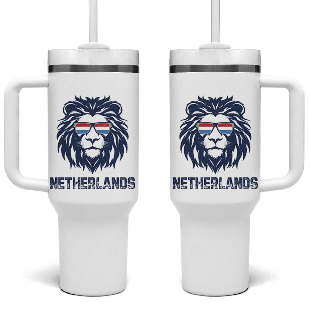 Cool Dutch Lion With Sunglasses Tumbler With Handle Netherlands Pride Gift