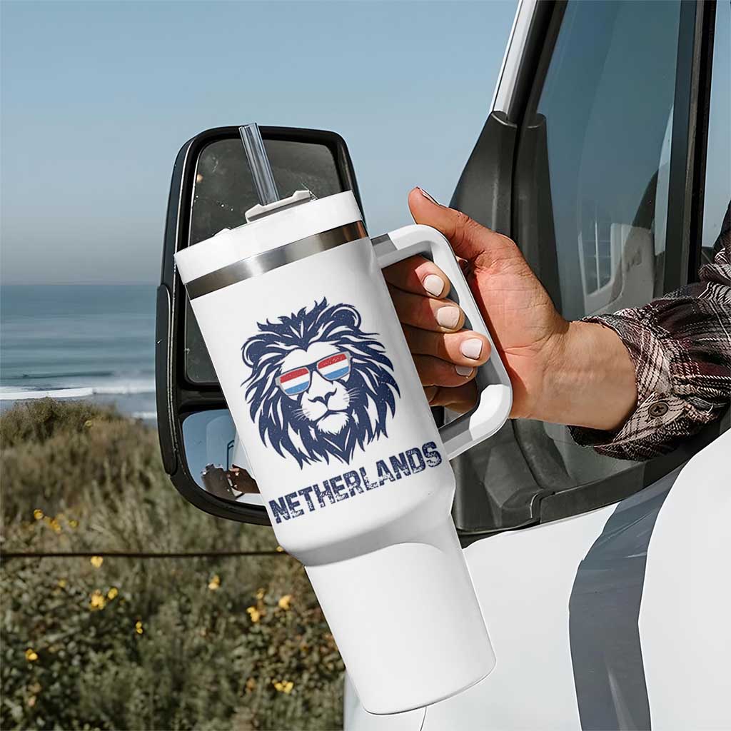 Cool Dutch Lion With Sunglasses Tumbler With Handle Netherlands Pride Gift